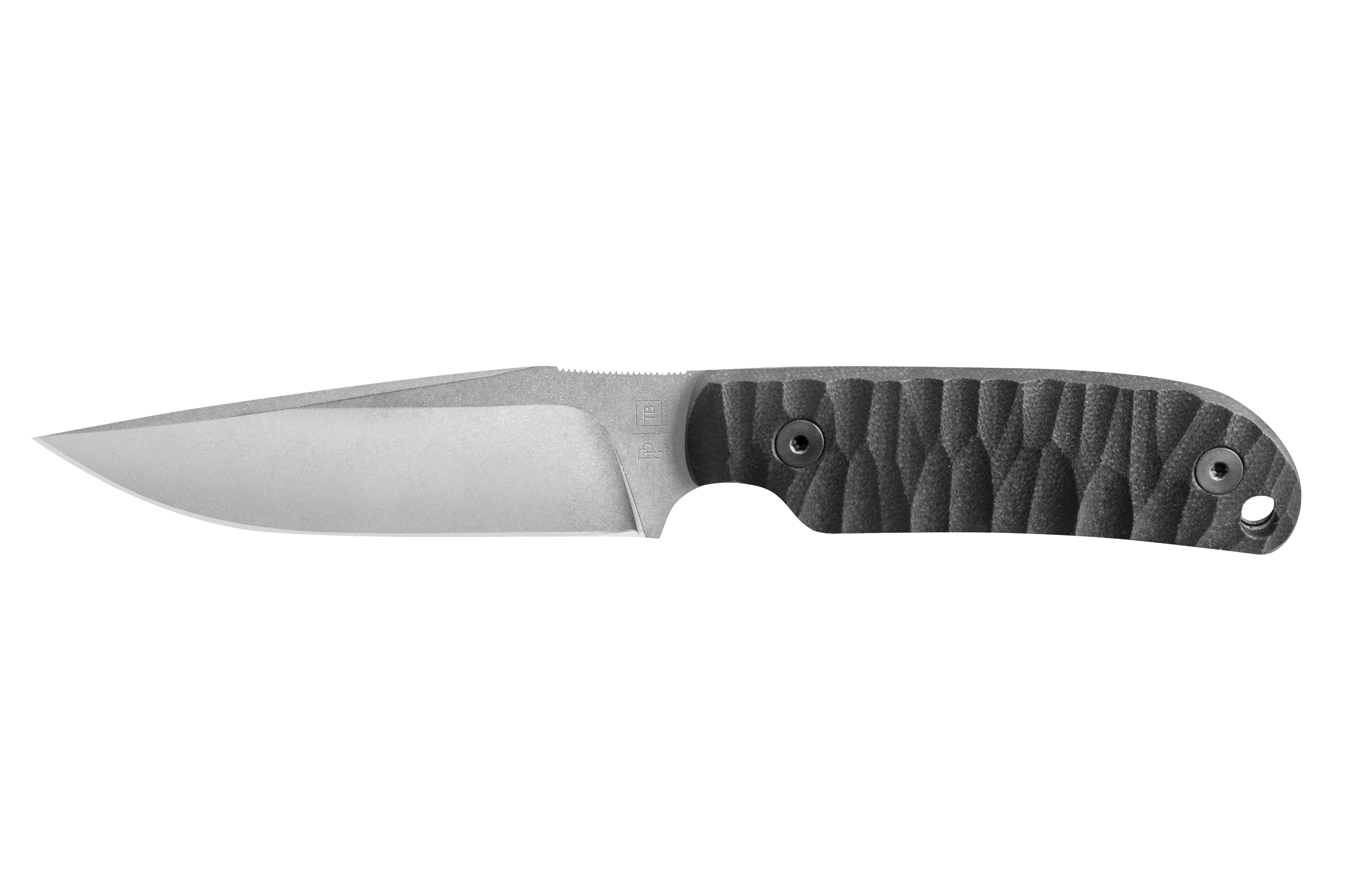 Couteau commandeur sur fond blanc manche G10 Toxifié