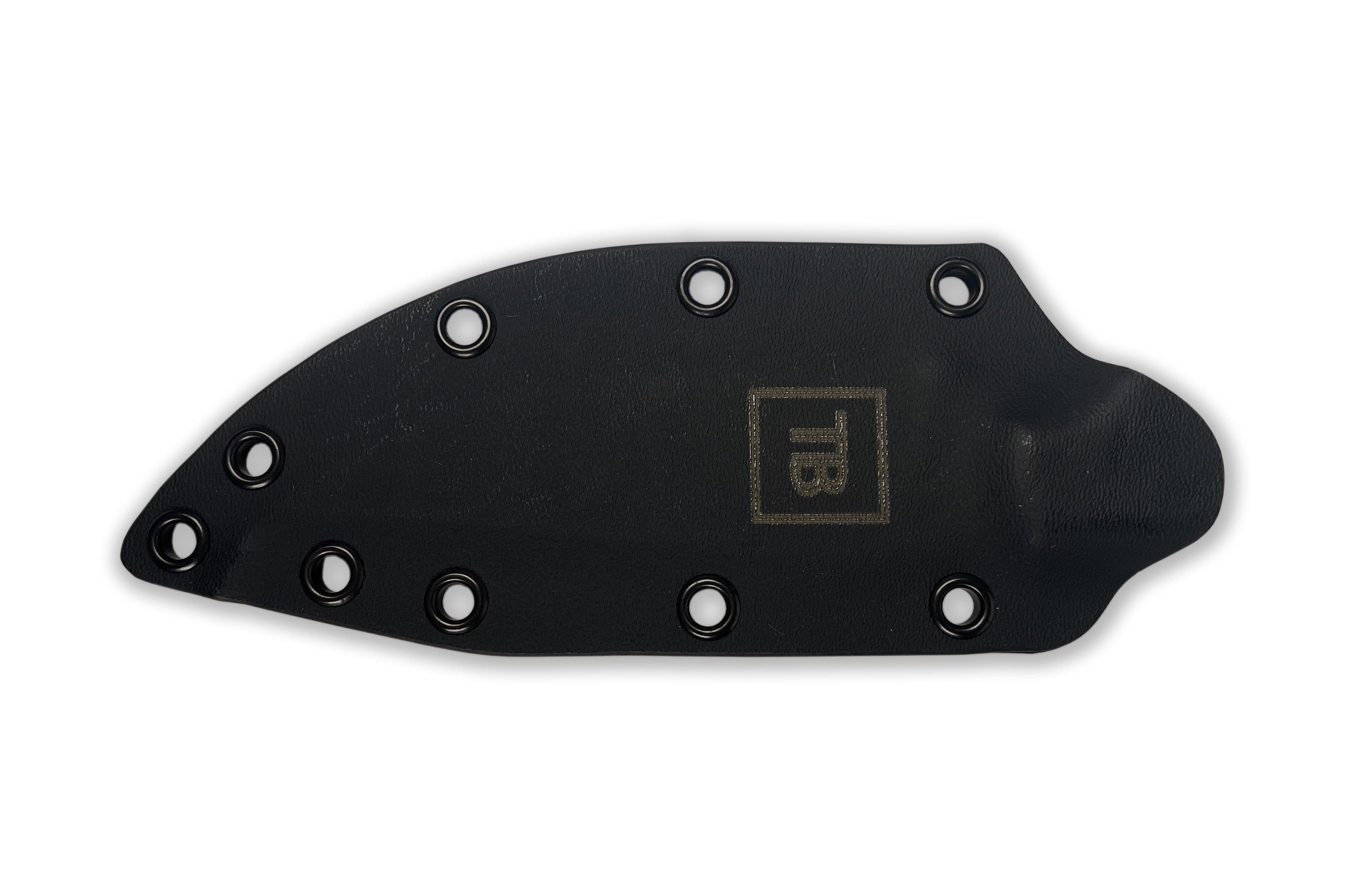 Etui Kydex sur couteau commandeur sur fond blanc