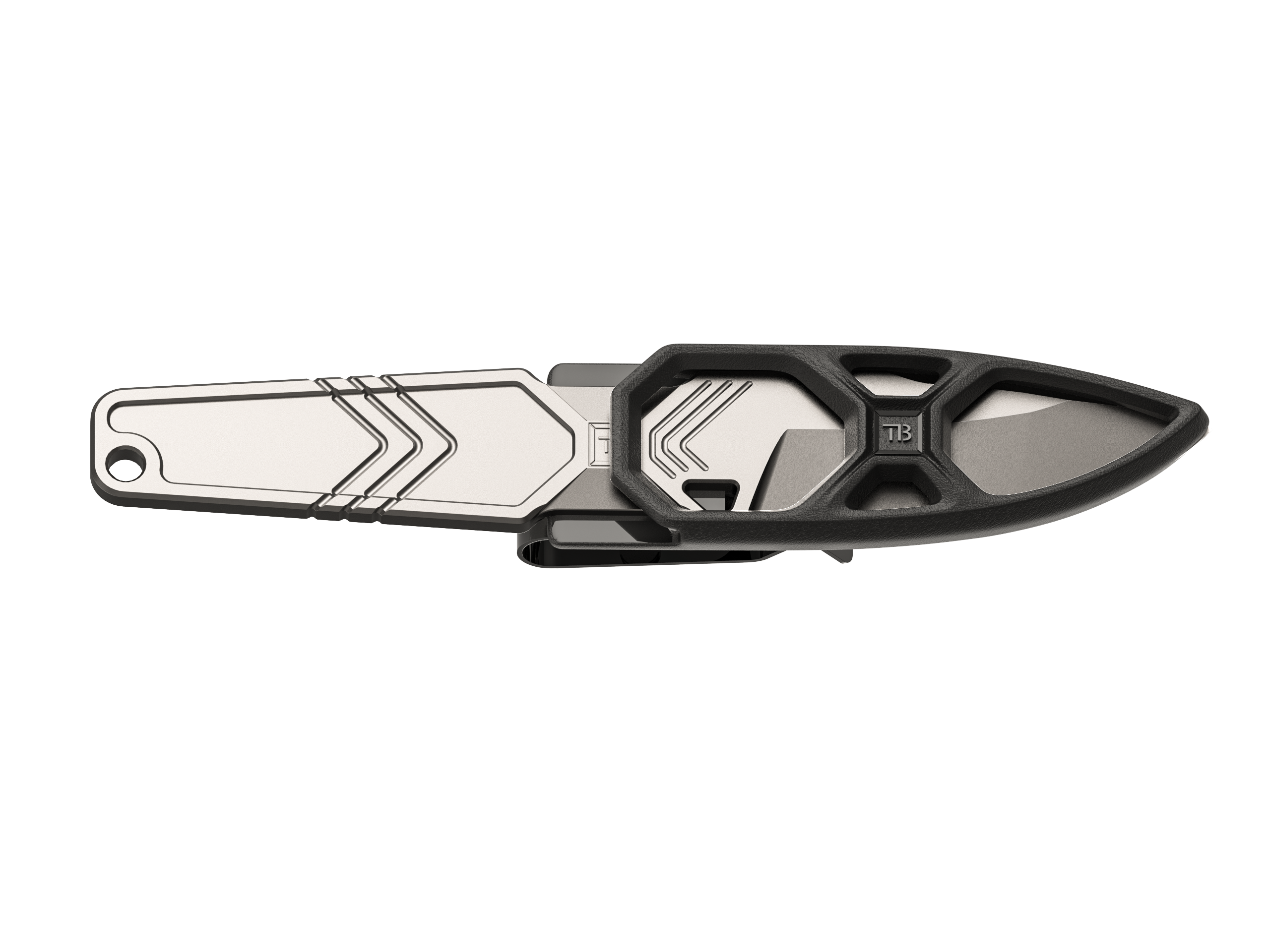 couteau impact inox monobloc manche g10 avec son étui sur fond transparent