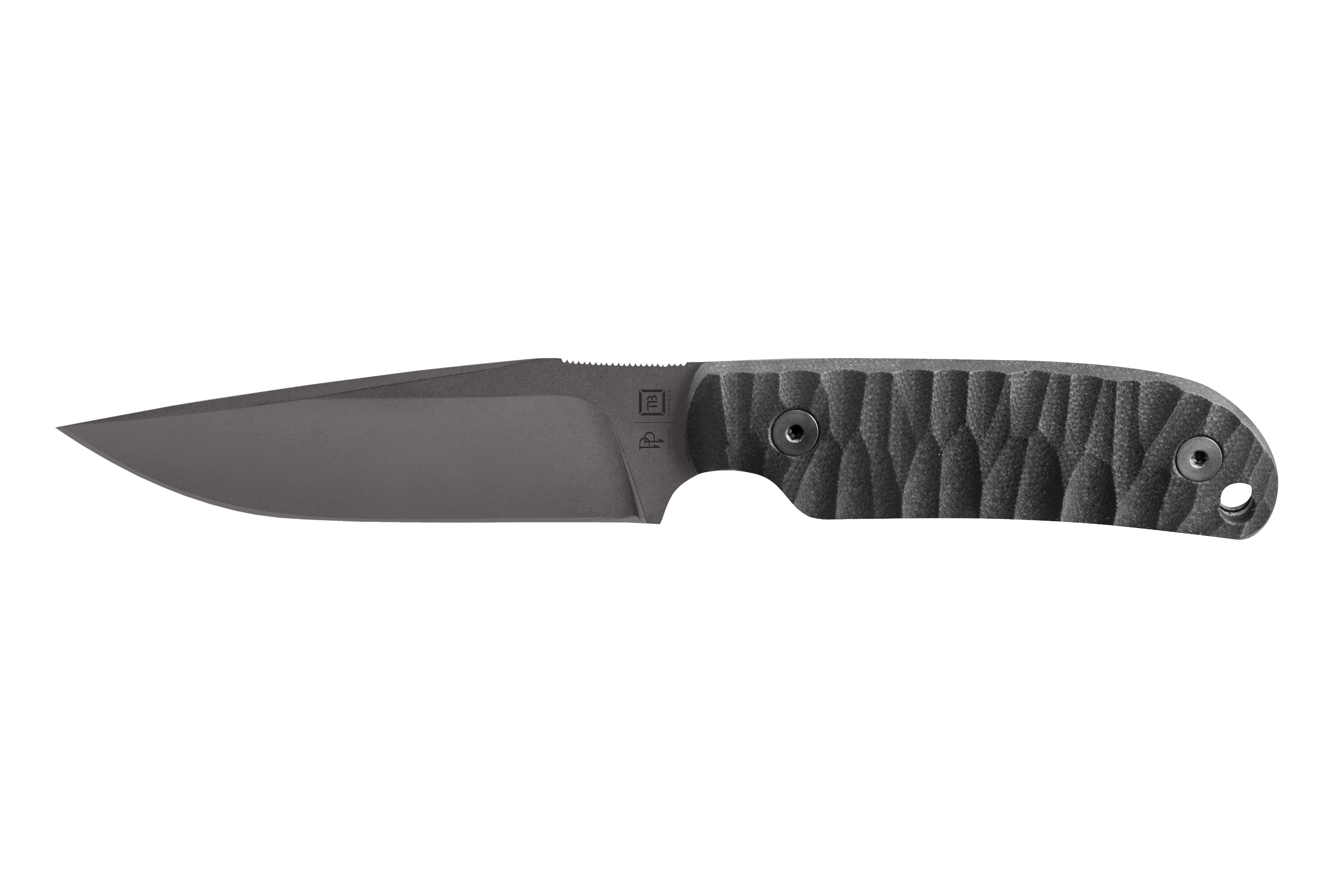 Couteau commandeur sur fond blanc manche G10 Toxifié